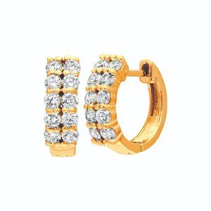 1.00 Carat Natural Diamond Two Rows Hoop Earrings